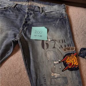Polo by Ralph Lauren Distressed Blue Jeans with Tiger Patch